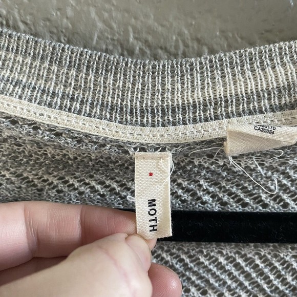 MOTH Anthropologie  Sweater Gray Marled Sheer Pullover Lightweight size large - Picture 3 of 9